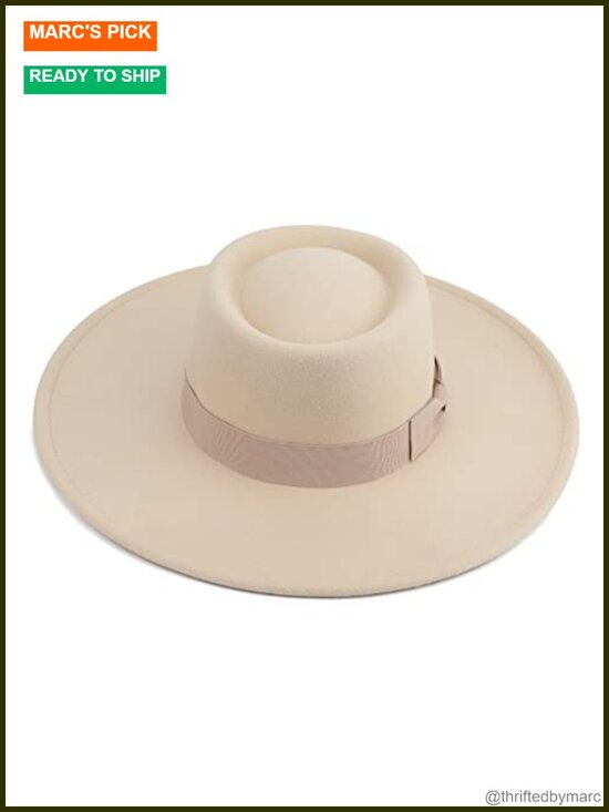 Large Wide Brim Fedora Hat 65% Polyester 35% Wool Adjustable